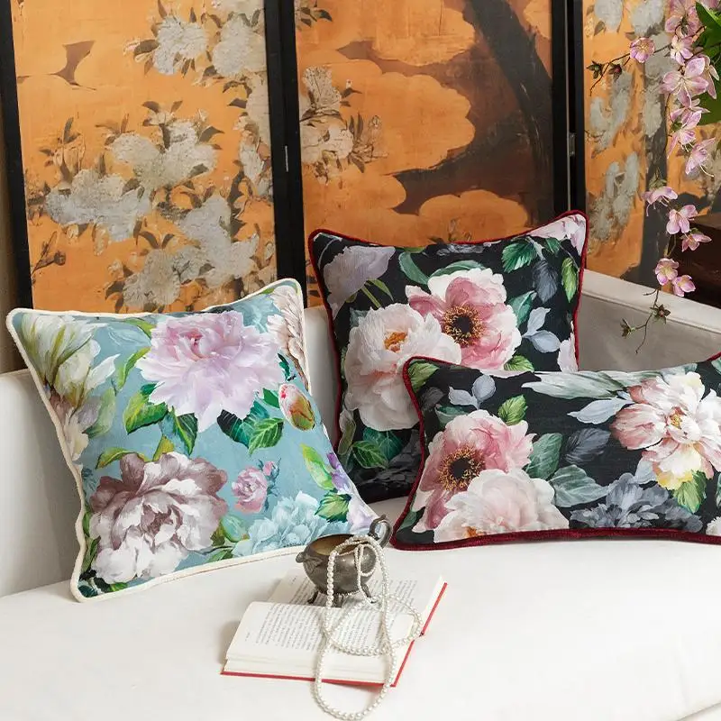 

Flora Pillows Oil Painting Classical Cushion Case Luxury Retro Garden Decorative Pillow Cover For Sofa Chair Home Decorations