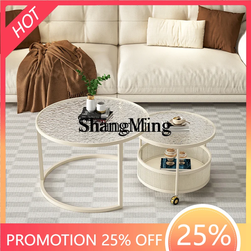 

Новый Изысканный Премиум-стол SM с Кремовым Отделкой, Разборный, для Гостиной, Домашний, Легкий, Роскошный, Стеклянный, Круглый