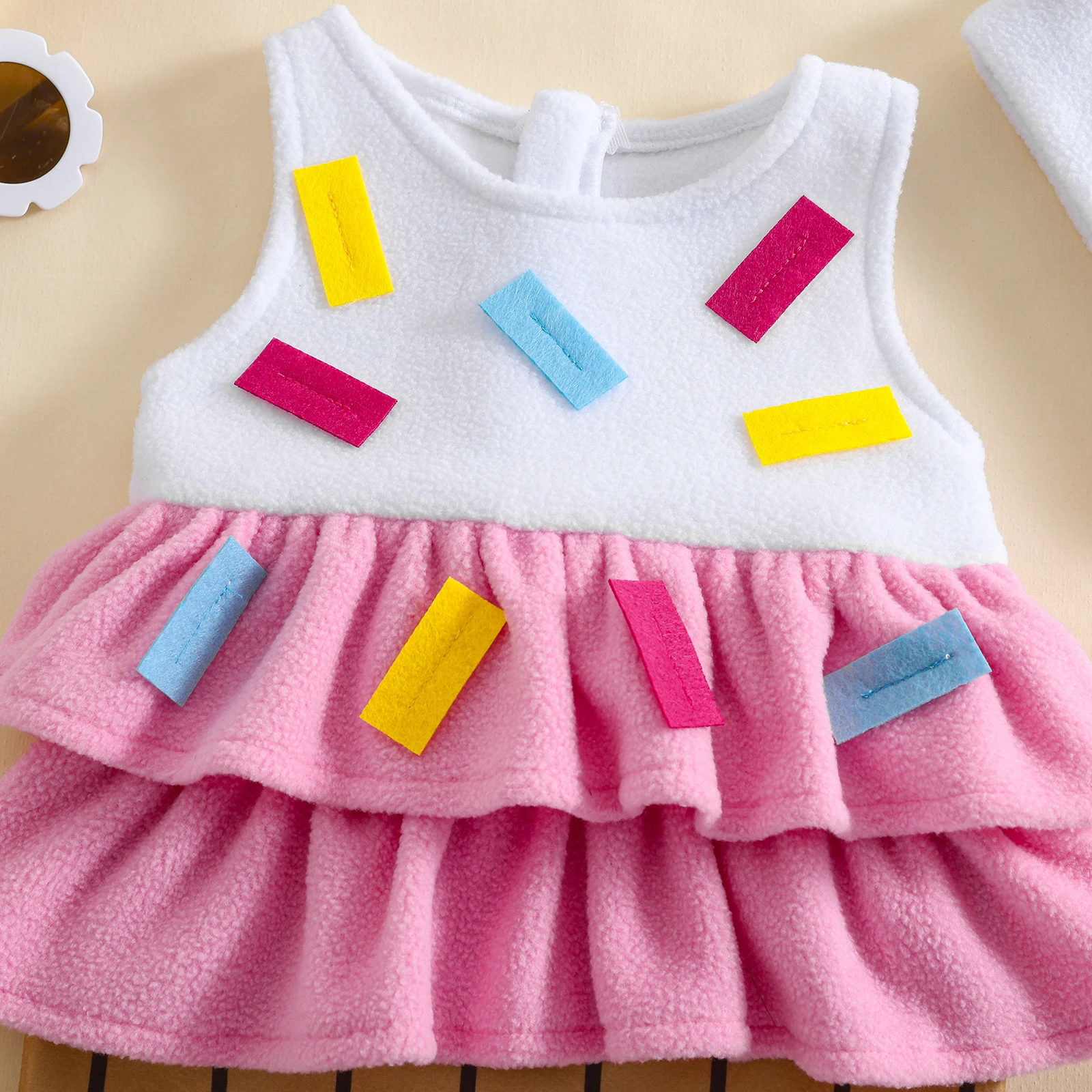 

Toddler Baby Ice Cream Costume Dress Cap 2 Pcs Set Cute Cupcake Costume for Daily Life & Halloween