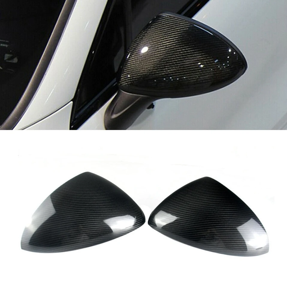 2Pcs Car Carbon Fiber Side Rear View Mirror Cover Trim for-Porsche Cayenne 958