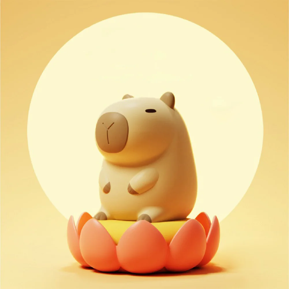 Cute Silicone Capybara Night Light USB Rechargeable Animal Touch Bedside Sleep Lamp 2 Gear Dimmable Nightlight Children's Gift