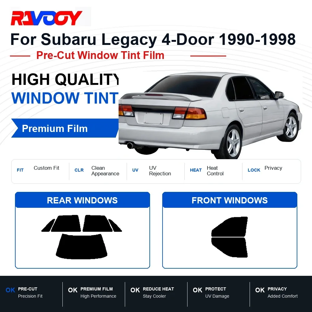 Premium Pre-Cut Window Tint For Subaru Legacy 4-Door 1990-1998 Front & Rear Windows UV Heat Rejection Privacy Film