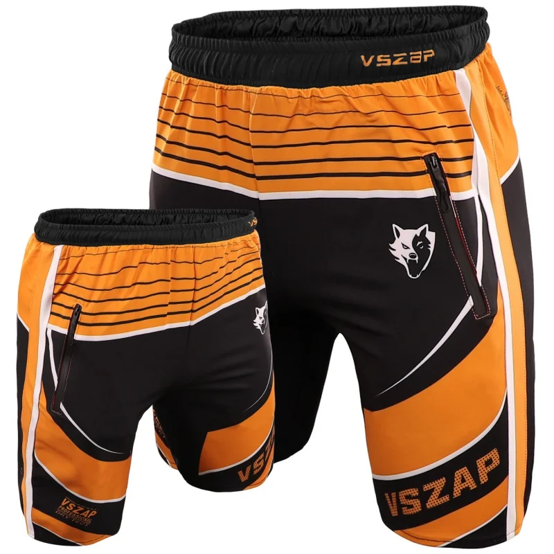 

Vszap Sports Shorts MMA Breathable Training Pants Wrestle Pants Outerwear Season Muay Thai Fitness Orange Running Fight