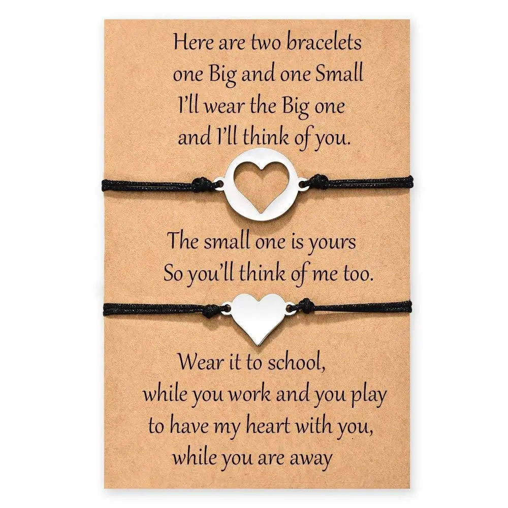 親子のブレスレット,調節可能,学校に戻る,中空の心,シンプルなギフト,2個