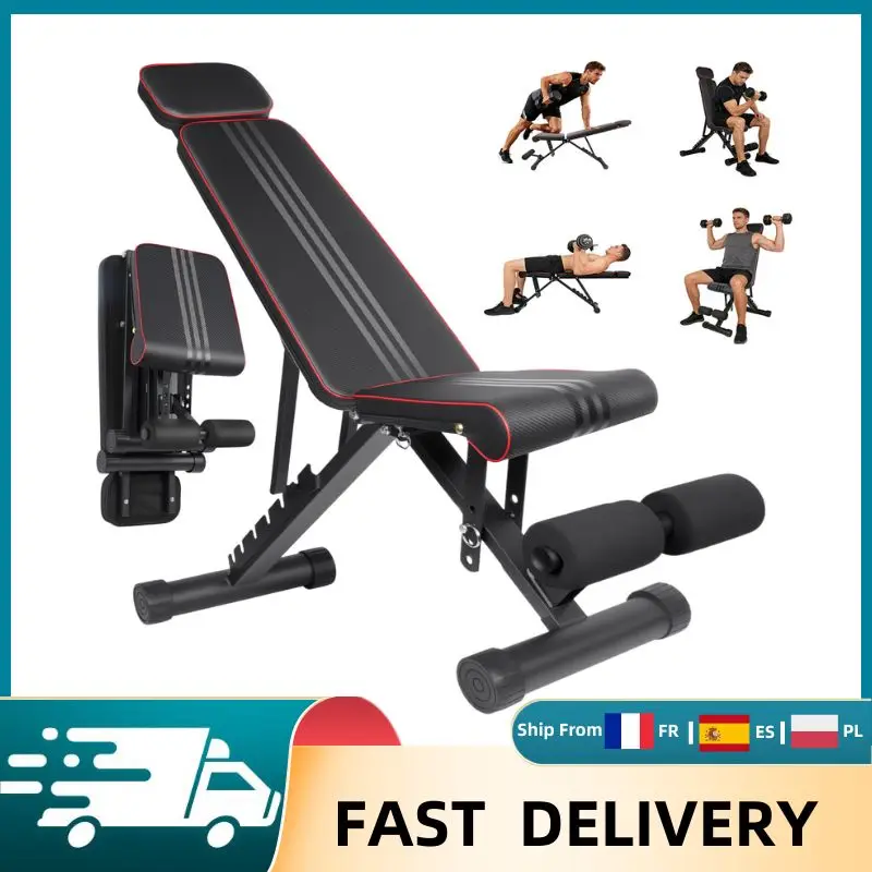 Banc de musculation pliable réglable à 7 positions, banc de musculation avec appui-tête, banc d'entraînement complet inclinable et déclinable pour la musculation à domicile