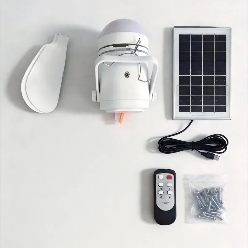 Portable Solar Fan Light with Remote Control USB Rechargeable Ceiling Lamp for Outdoor Camping Tent Car Interior Lighting USB