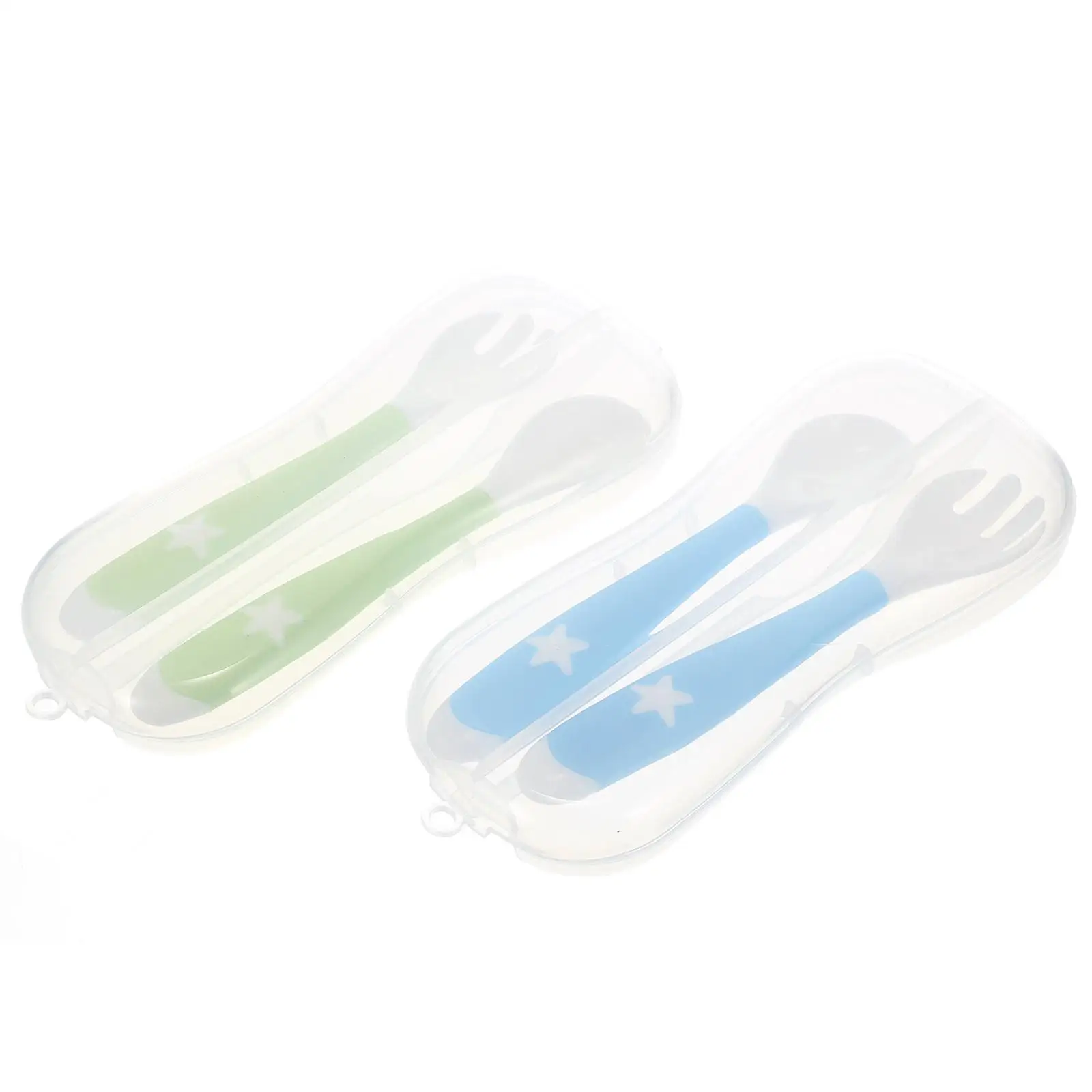 

4 Pcs Baby Spoon Fork Set Soft Tpe Rubber Tableware Training Toddler Food Serving Utensils Infant Feeding Bowls Accessories Baby