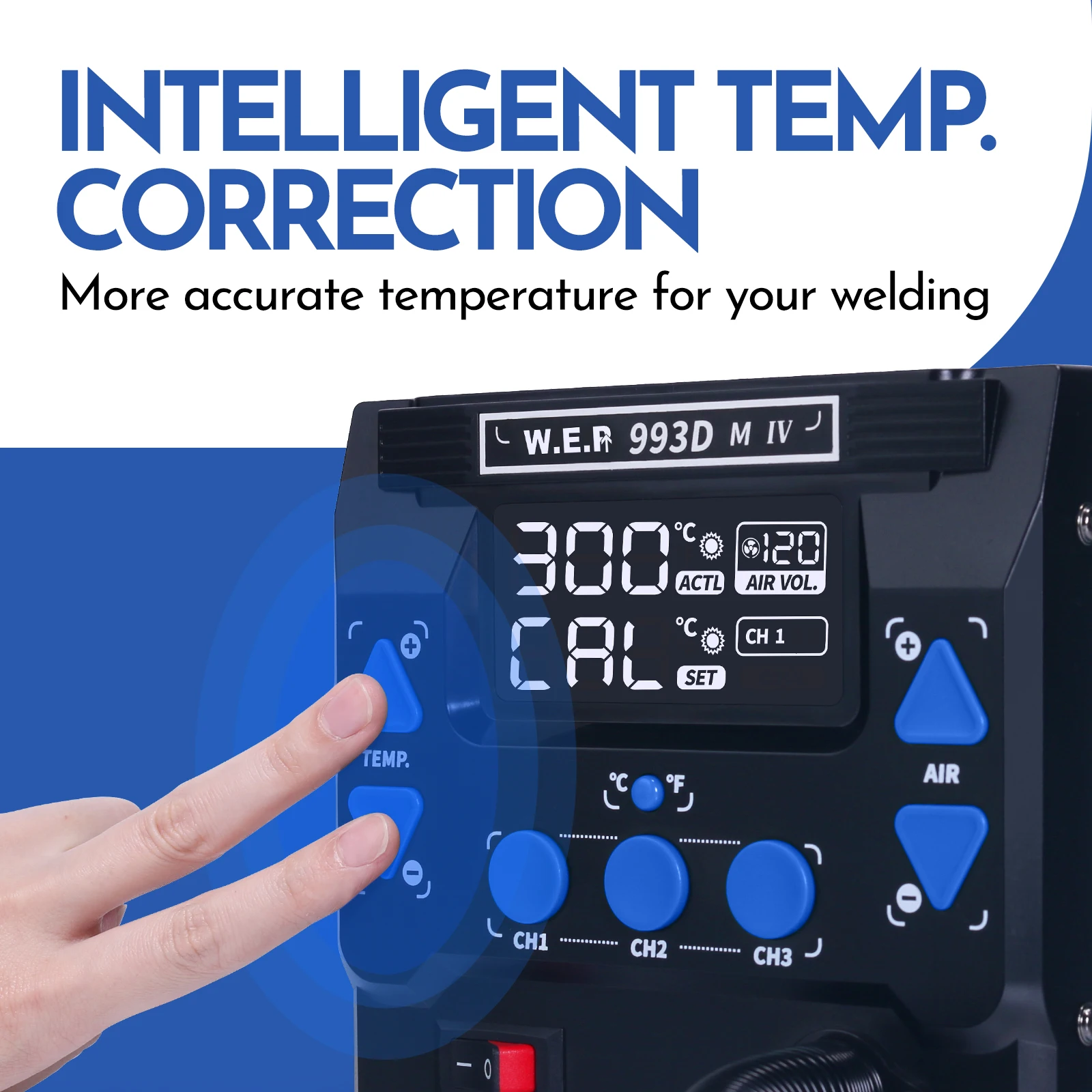 WEP 993DM-IV 납땜 스테이션 1000W 고출력 실험실용 열풍 리워크 스테이션, 24시간 작동 열풍기 블로워 타입