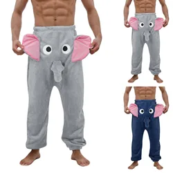 Calça engraçada do pijama do elefante flanela, Shorts novos, Roupa interior engraçada, Prank Gift for Men, Calças temáticas animais