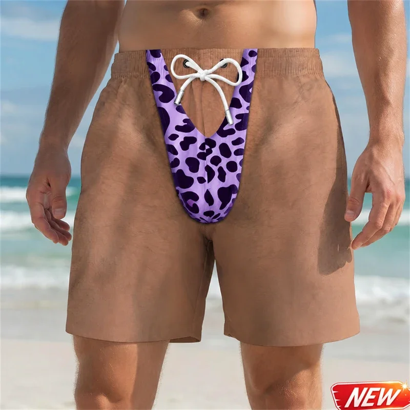 Lustige Badehose für Männer 3D-Druck Leopardenmuster Kunstleder Sommer Urlaub Strandshorts Hawaiianisches Reisegeschenk für Männer Surfbrettshorts – Detail 20