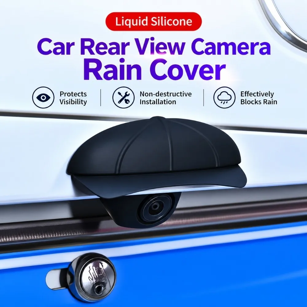 Universal Car Reversing Camera Rain Cover Hat Shape Multiple Angles Car Camera Rain Shield Self-adhesive Silicone