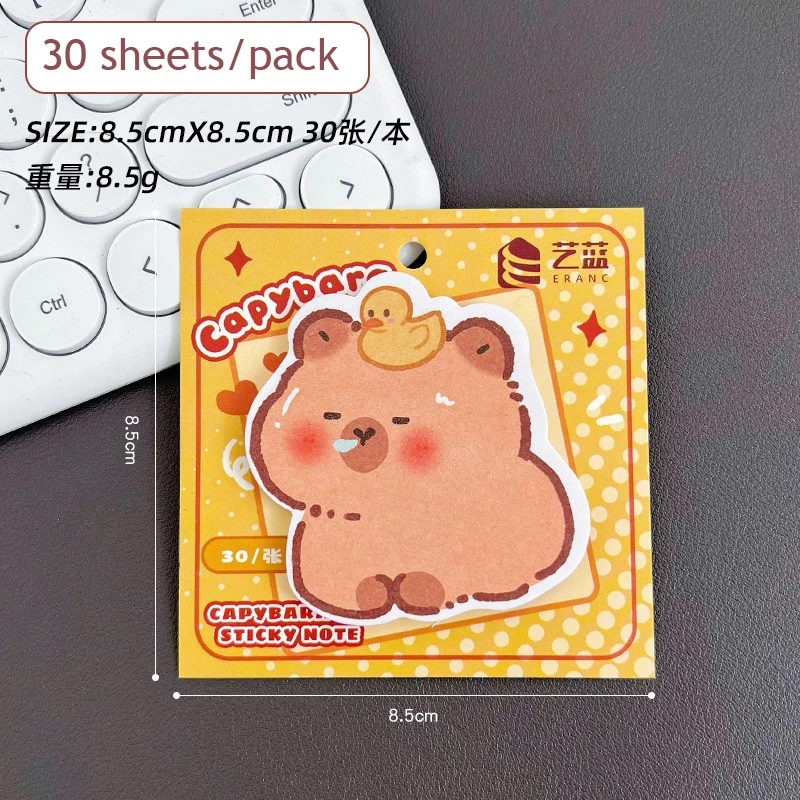 Imagem -05 - Kawaii Capybara Sticky Note Acessórios de Escritório Bloco de Notas Papelaria Estética Papel Material Planner Student Sketchbook 4packs