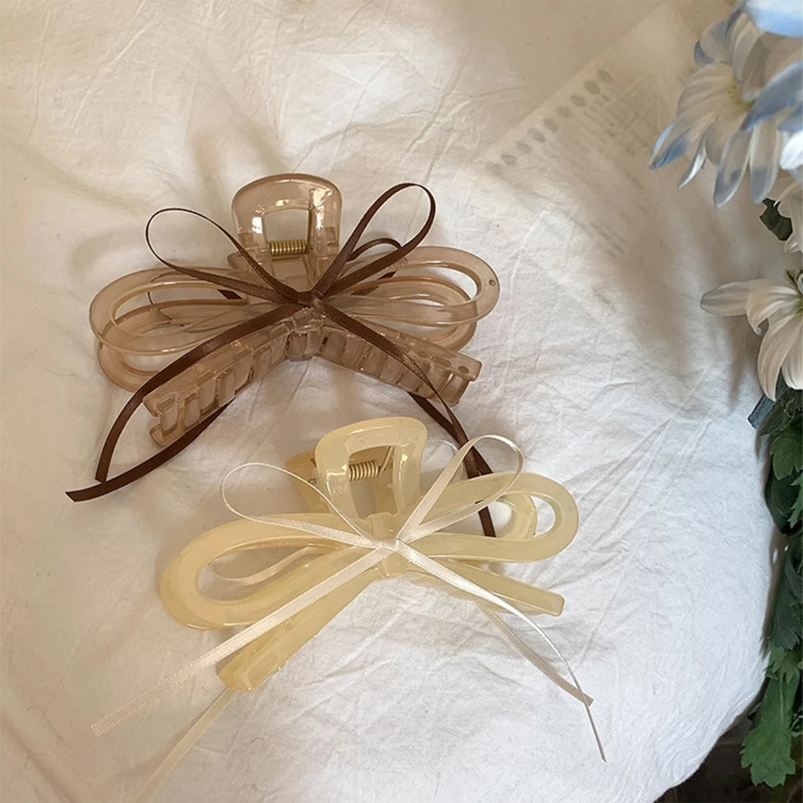 2025 neue Acryl Haar Klaue Band Bogen Transparent Shark Greifer Für Frauen Mädchen Sommer Im Freien Einfache Haar Zubehör 12 cm – Detail 1