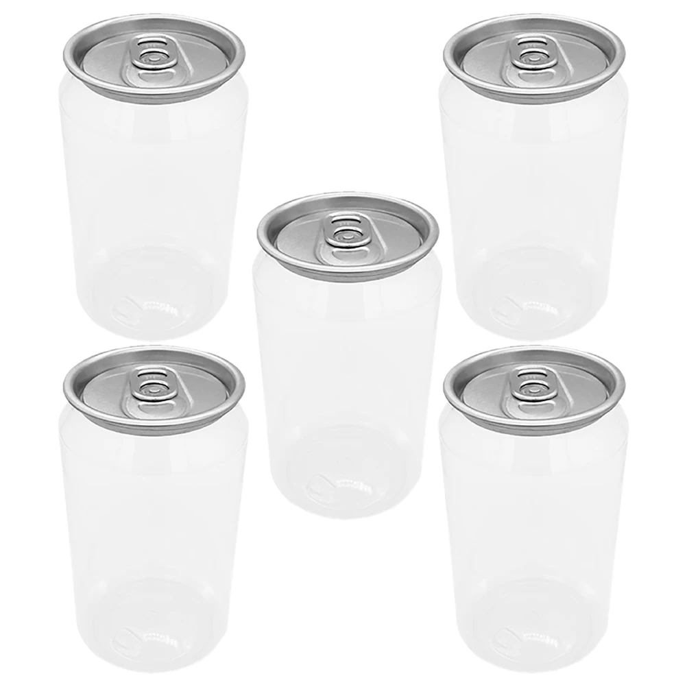 

5pcs Beverage Bottles Clear Plastic Sealed Containers Empty Drink Carton Juice Milk Storage Reusable Travel Kitchen Bar
