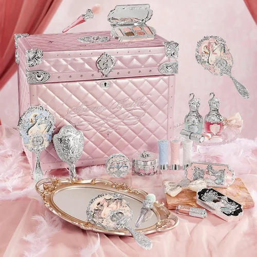 Colección de Ballet Flower Knows Swan, paleta de 6 colores, rubor en relieve, brillo, lápiz labial, juego de regalo de maquillaje de Ballet de cuento de hadas