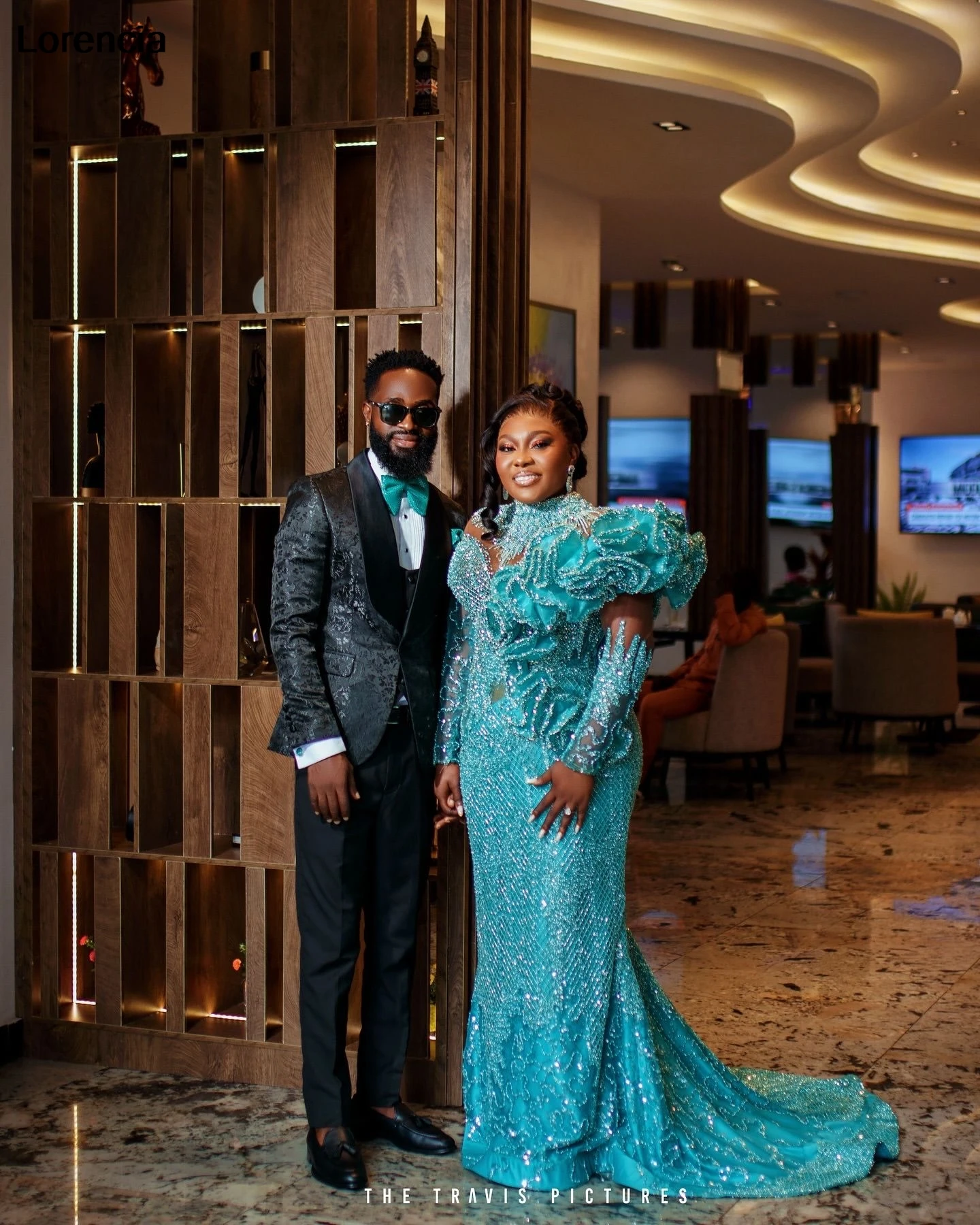 Maßgeschneidertes elegantes grünes arabisches Abendkleid Aso Ebi Kristall Perlen Frauen Langarm Hochzeitskleid Geburtstagskleid YPD232