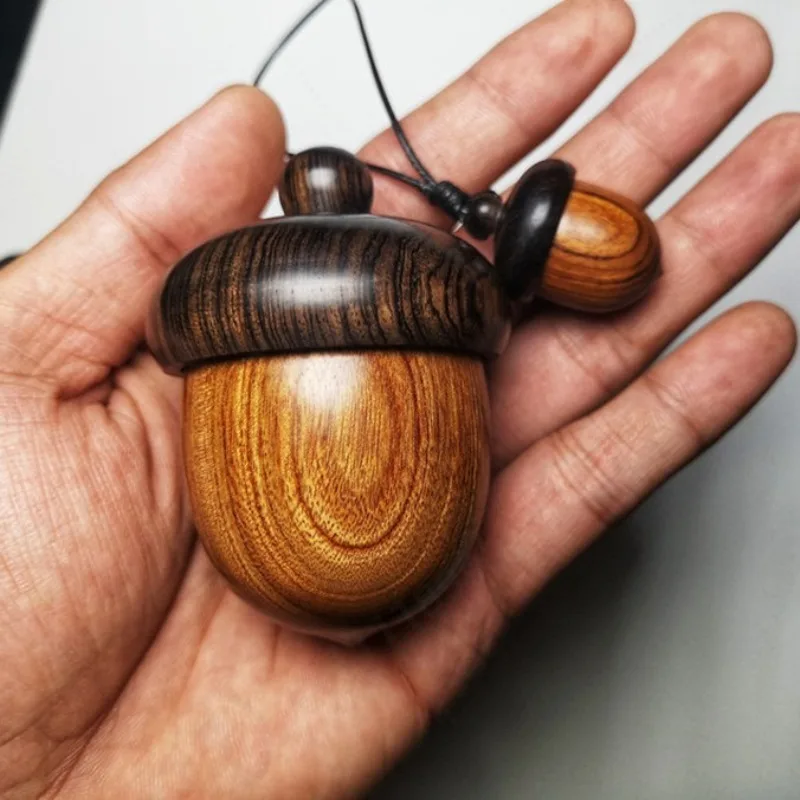 Purple Sandalwood Storage Box Acorn Ring Case Essential Oil Pendant Portable Tea Canister Valentine Gift Jewelry Organizer Decor