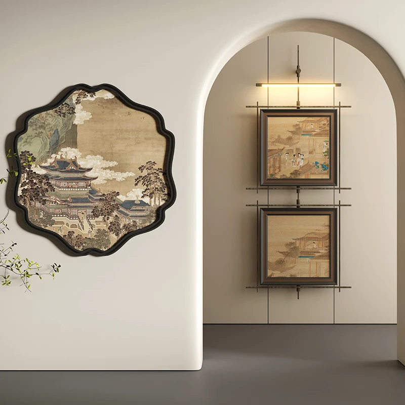 Metal pole decorative painting living room dining room entrance aisle hanging painting hotel homestay
