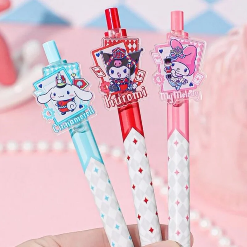 

18pcs/lot Sanrio Kuromi Melody Cinnamoroll Press Gel Pen Cute 0.5mm Black Ink Neutral Pens Promotional Gift Office School Supply
