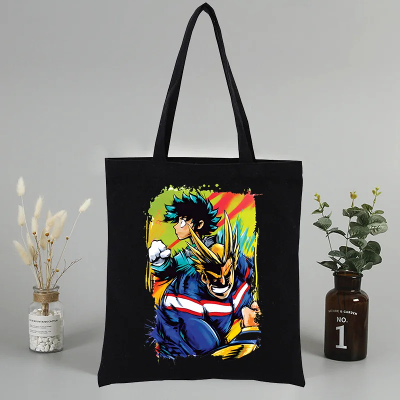 Boku No Hero Anime My Hero Academia Bakugou Black Shopping Travel Women Eco Reusable Shoulder Shopper Bags