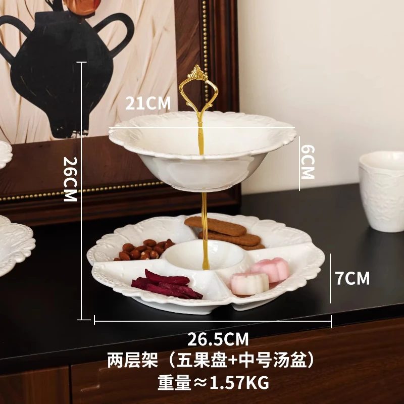 Retro-style Dessert Table, Multi-layer Fruit Display Stand, Afternoon Tea Dessert Tray Display.
