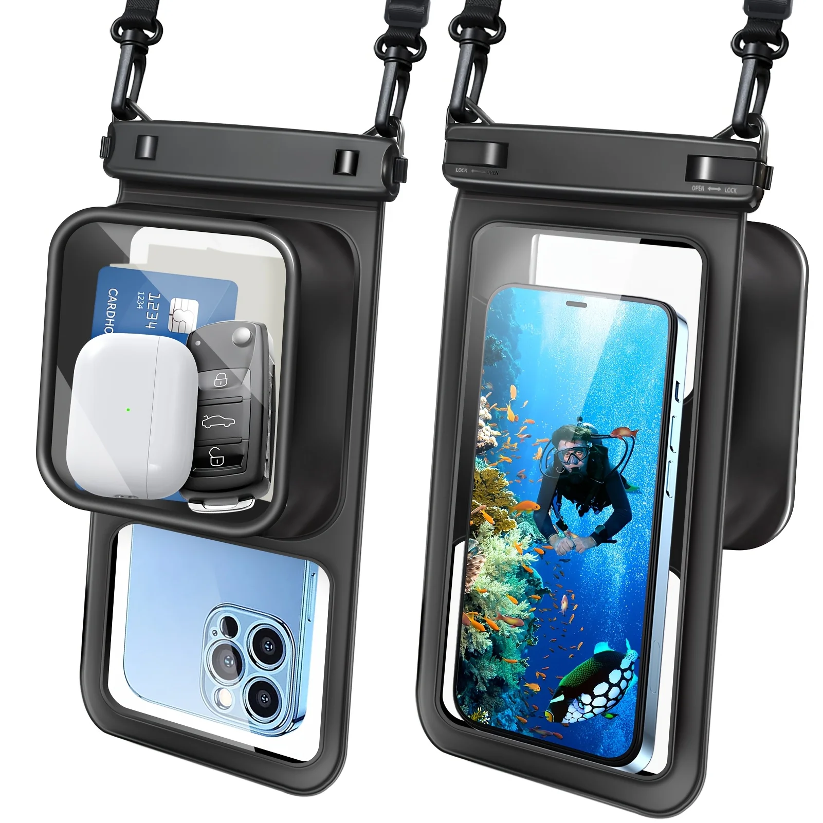Floating Waterproof Phone Pouch with Extra Storage 2-in-1 Dry Bag for Beach Kayaking & Water Sports Fits Phones Up to 7.5