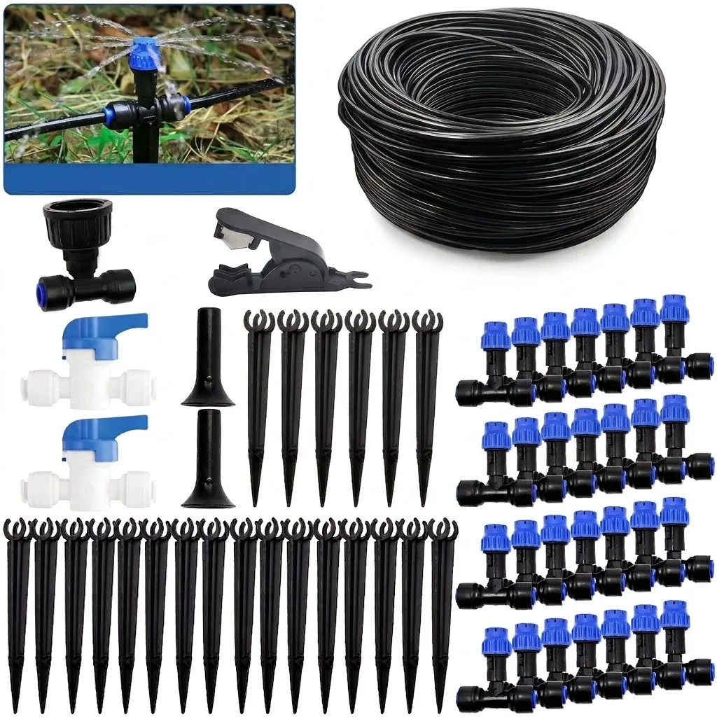 10-30M Automatic Irrigation System with 1/4 Drip Irrigation Kit Quick Connect Garden Watering System for Raised Bed Watering