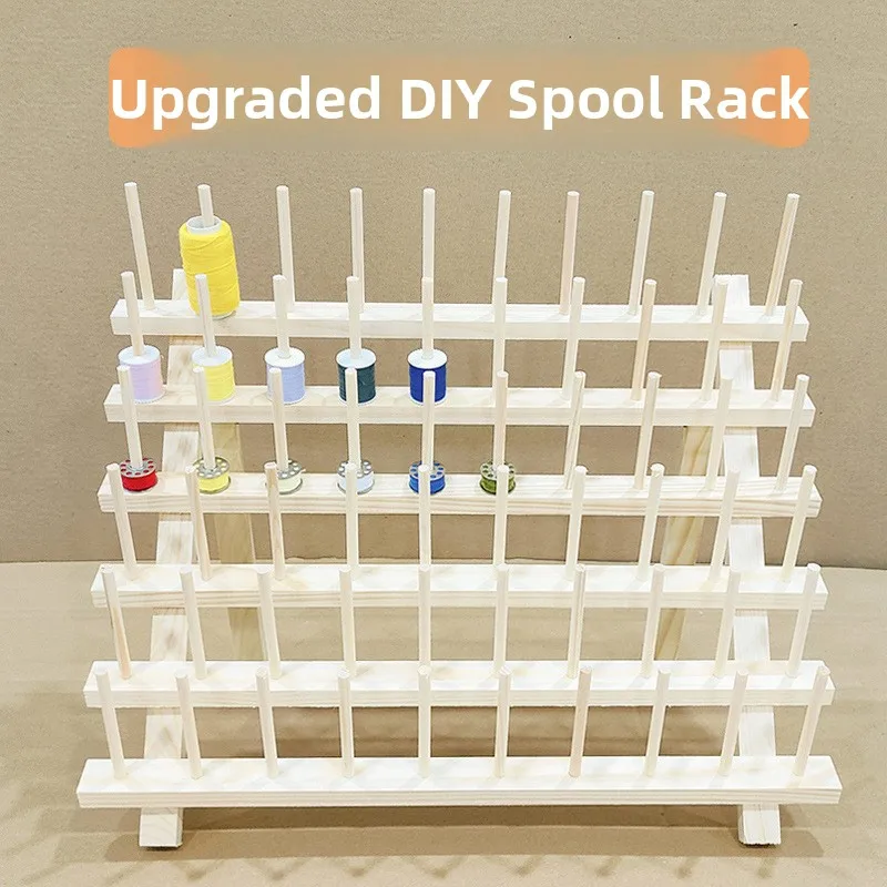

Multi-Functional Wooden Storage Rack Thread Spool Keychain Sewing Thread Organizer Wig Display Stand Kitchen Corner Shelf