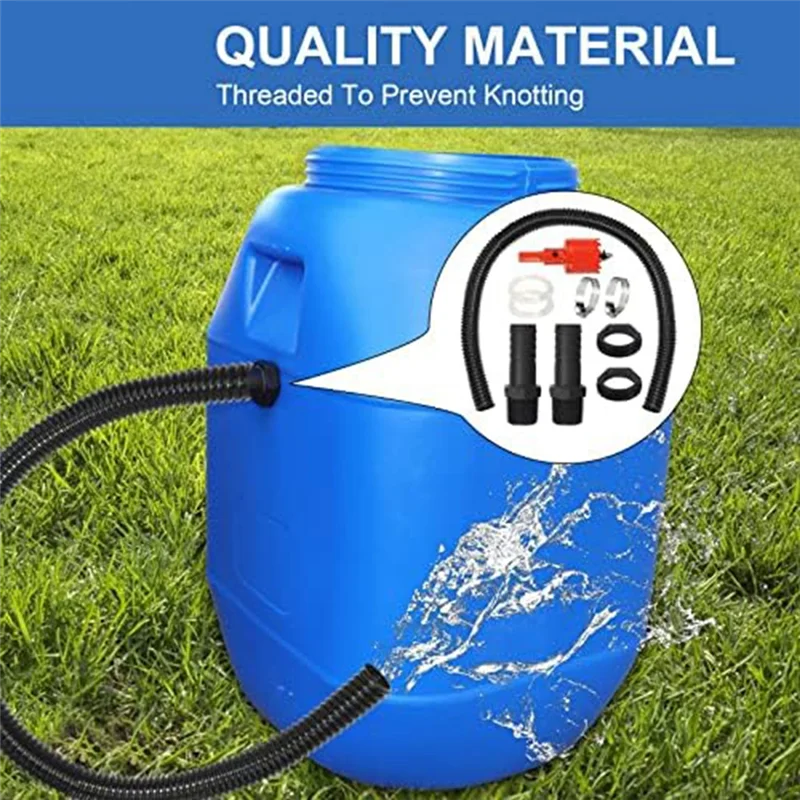 

A76K Набор стыковых соединений для дождя, 2 стыковых соединения для воды через 1 дюйм, 100 см, соединительный шланг 25 мм и открывалка для отверстий, для бочек с дождевой водой