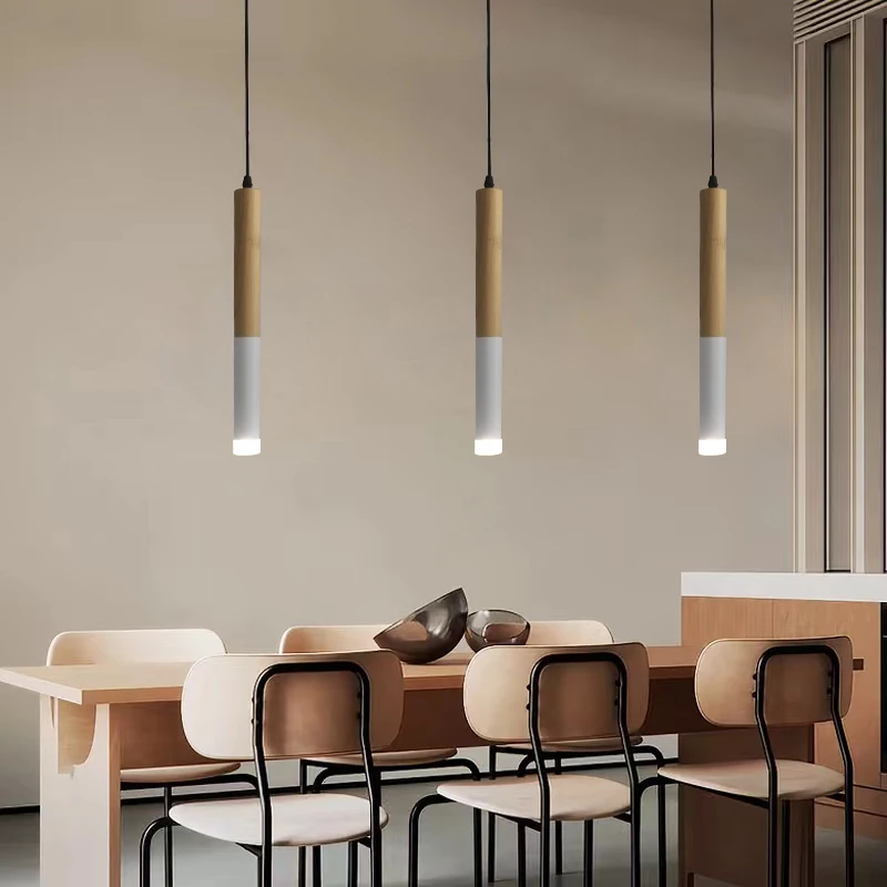 

Modern LED Wood pendant lights for home Decor Dining Room Staircase Long Bar hanging lamp Living Hallway Lobby Decor Luminaires