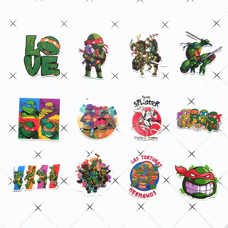 50PCS Teenage Mutant Ninja Turtles TMNT Stickers Cartoon Anime Cute DIY PVC Waterproof Sticker Laptop Decals for Kids Toys Gift