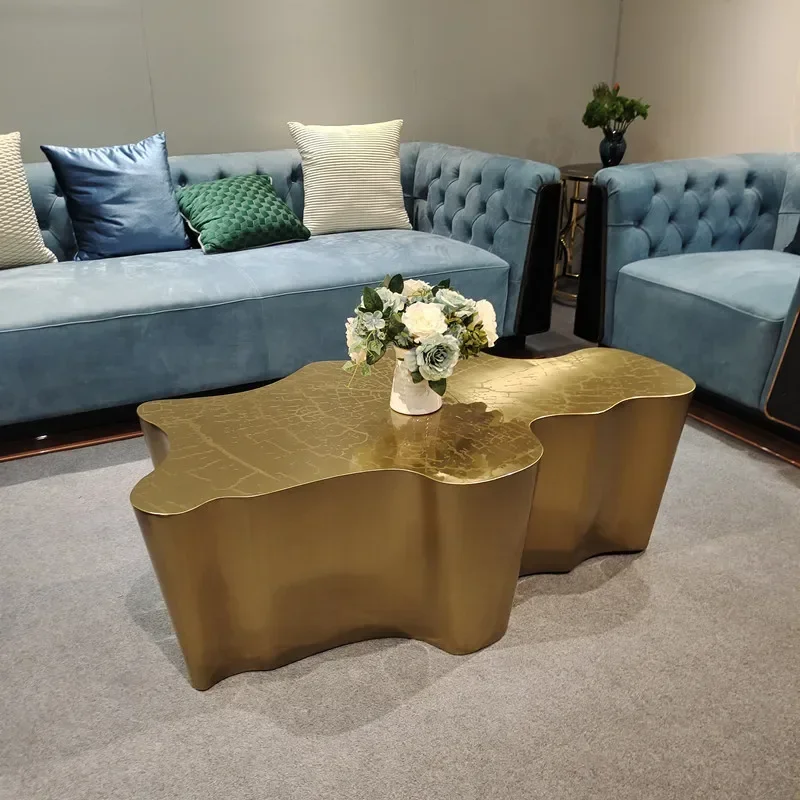 for High Quality Luxury Gold Stainless Steel Coffee Table Unique Shape Center Table Side Table for Home Hotel