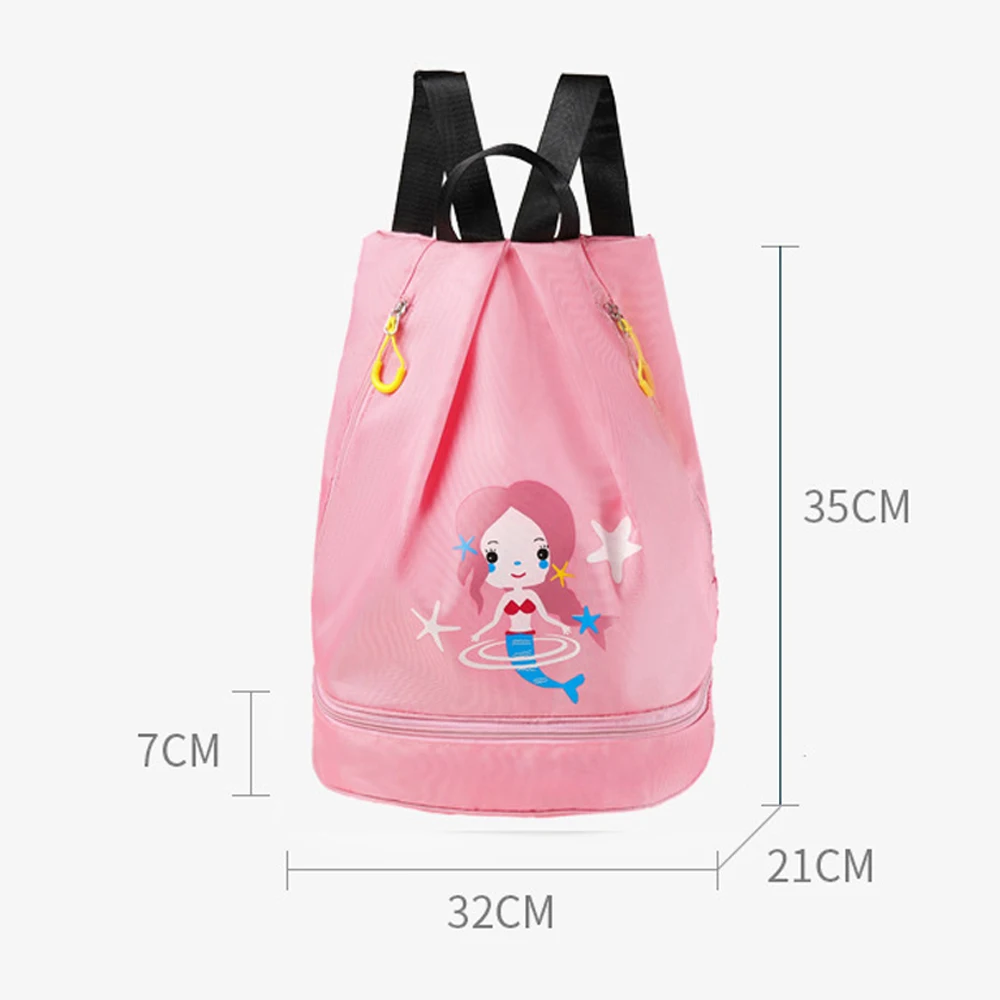 Dry Wet Separated Cartoon Swimming Bag Portable Zipped Backpack Waterproof Hiking Riding Beach Sports Pool Gear Bags for Kids B2