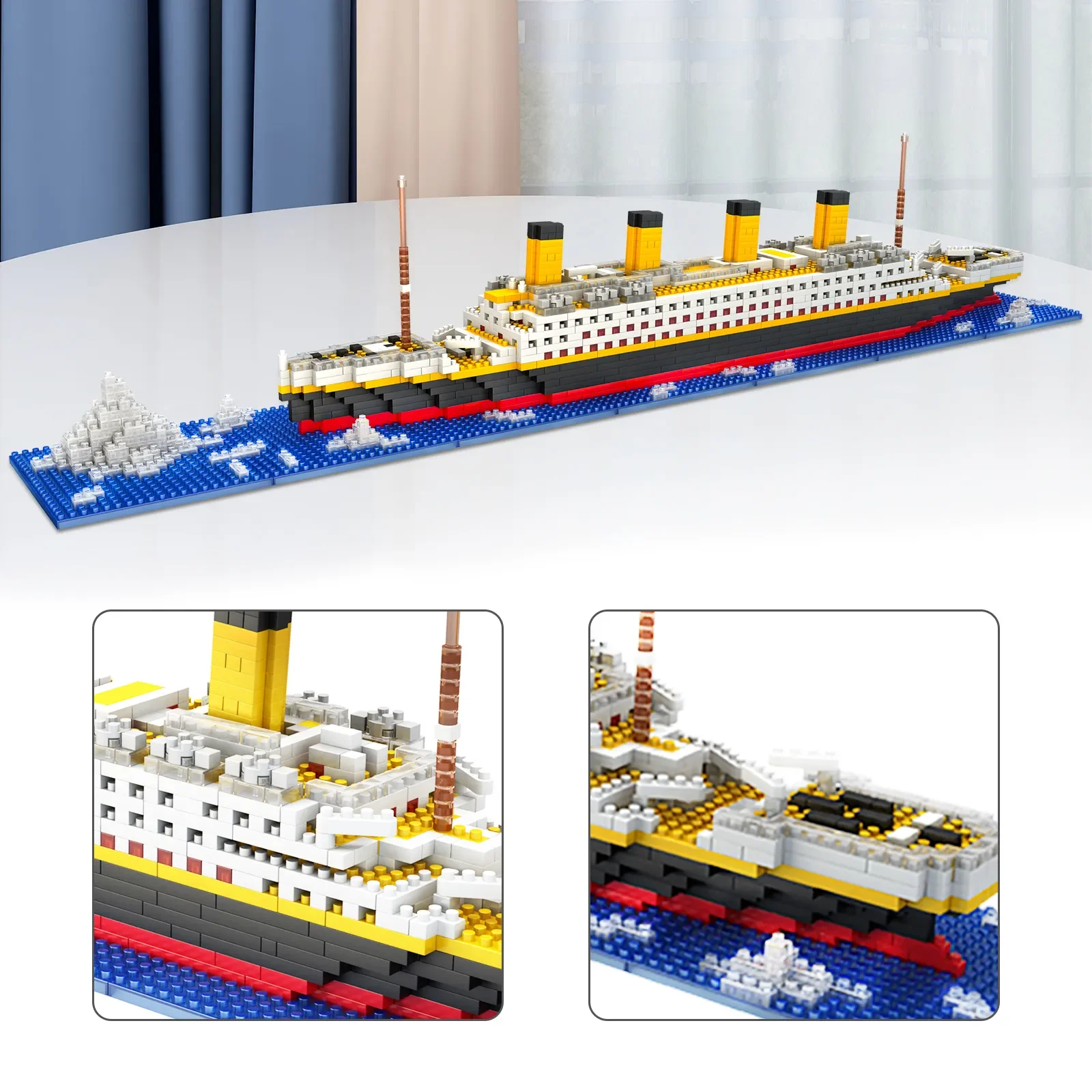 Kolekcja AliExpress Zestaw klocków Titanic Micro Mini, 1860 szt. Titanic Toy Model Statek Cegły, Zestawy 3D Puzzle DIY