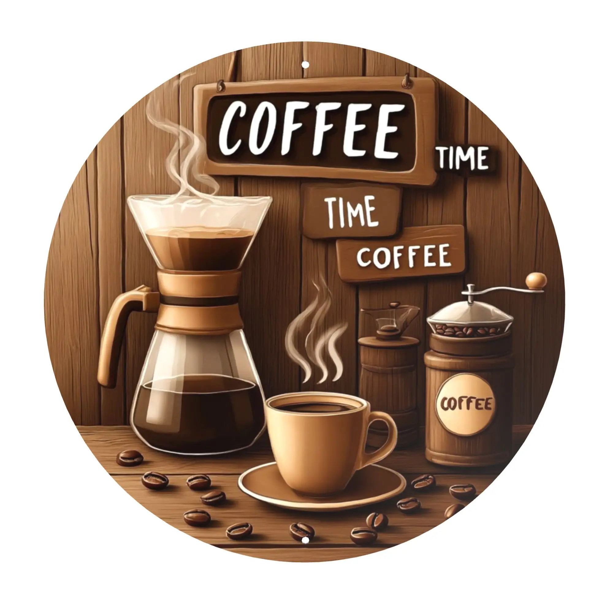 

​​1Vintage Wooden Coffee Time Sign，Coffee Machine and Pouring Coffee Wall Decoration