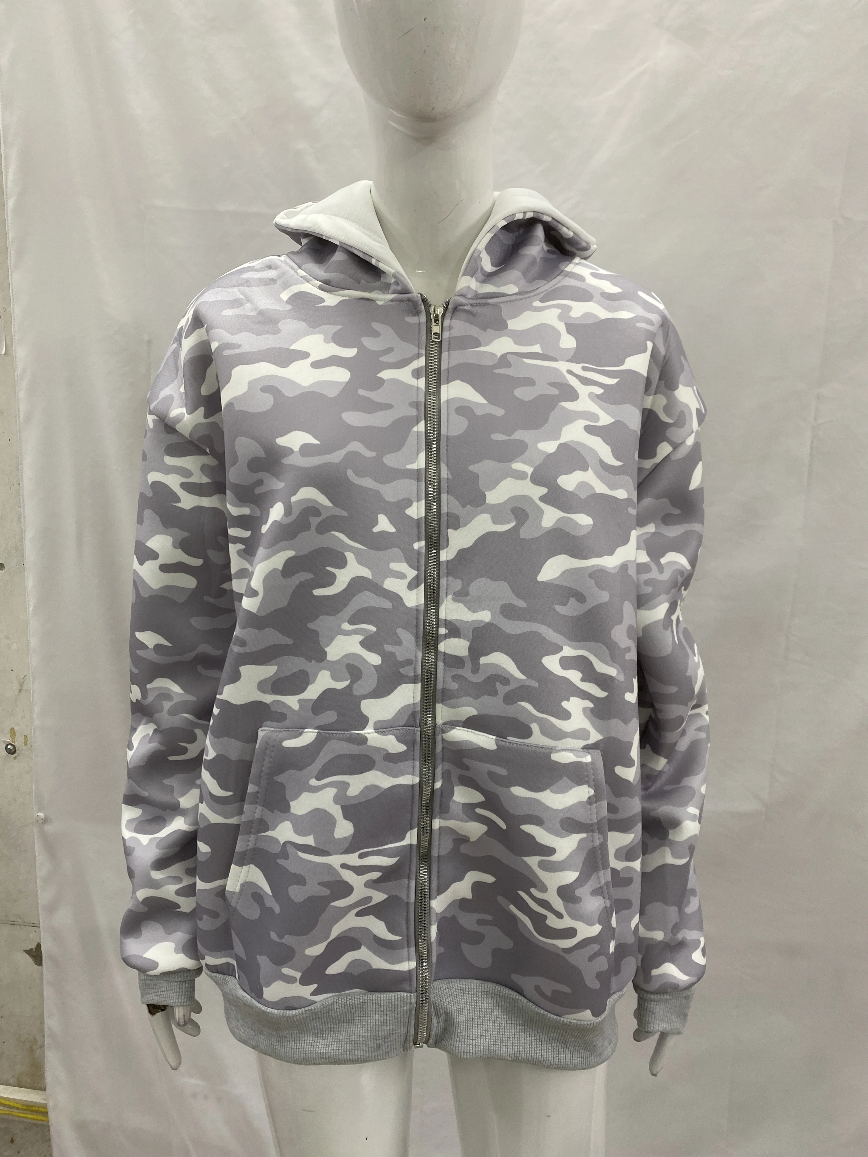 

Hooded camouflage jacket versatile top sweatshirt cardigan loose and slimming men and women couple style trendy and simple