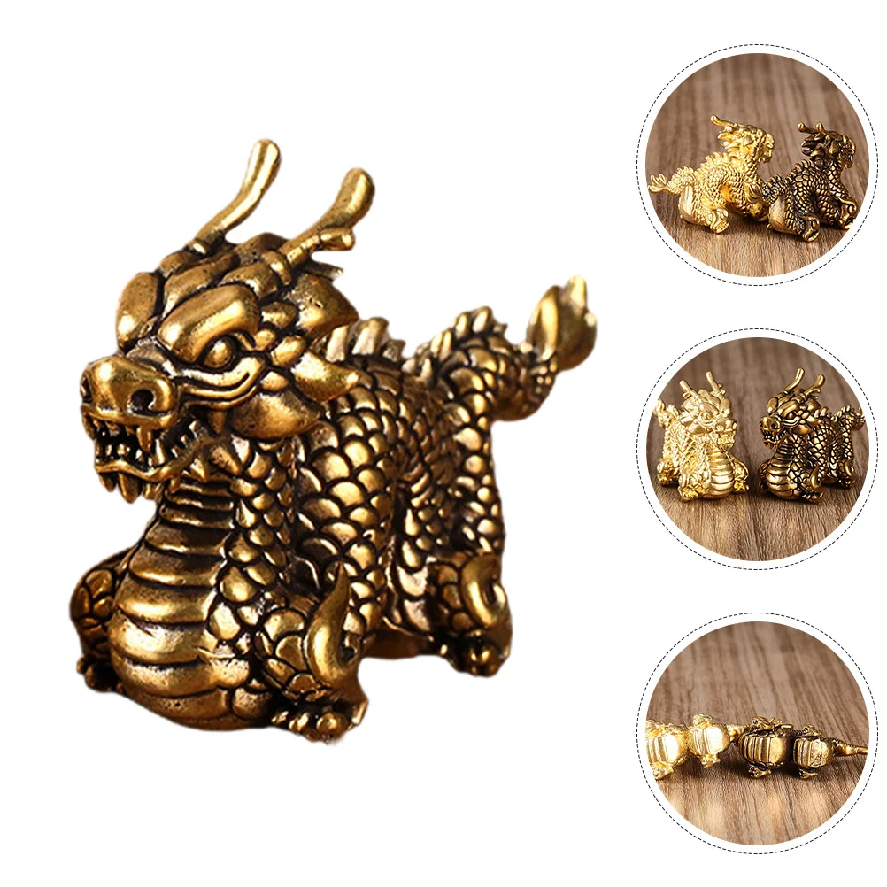

Brass Zodiac Dragon Ornament Desktop Decoration Paperweight Multifuntion Home Office Elegant Dragon Sculpture Zodiac Crafts