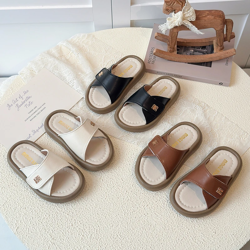 

Летние мягкие сандалии на плоской подошве для девочек, повседневные шлепанцы для улицы, пляжная обувь для мальчиков, удобная детская обувь