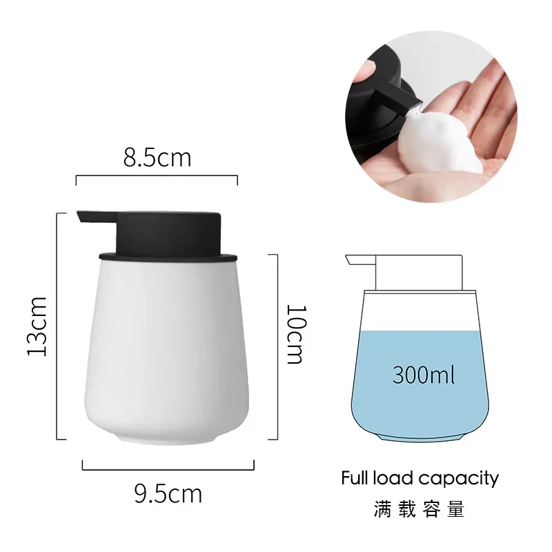 Black Ceramic Portable Soap Dispensers Mousse Separately Bottled Hand Lotion Shampoo Bath Foam Foaming Press Head Lotion Bottle