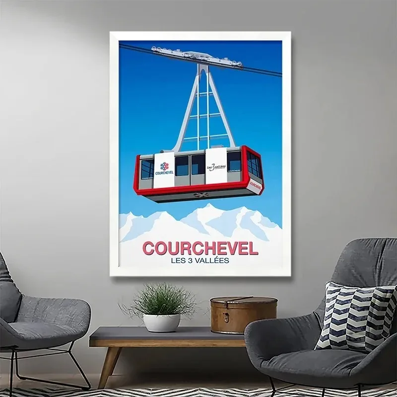 Westendorf Morzine Gstaad Sugarbush Courchevel Ski Resort and Cable Car Poster Canvas Painting Modern Wall Art Picture Home Deco