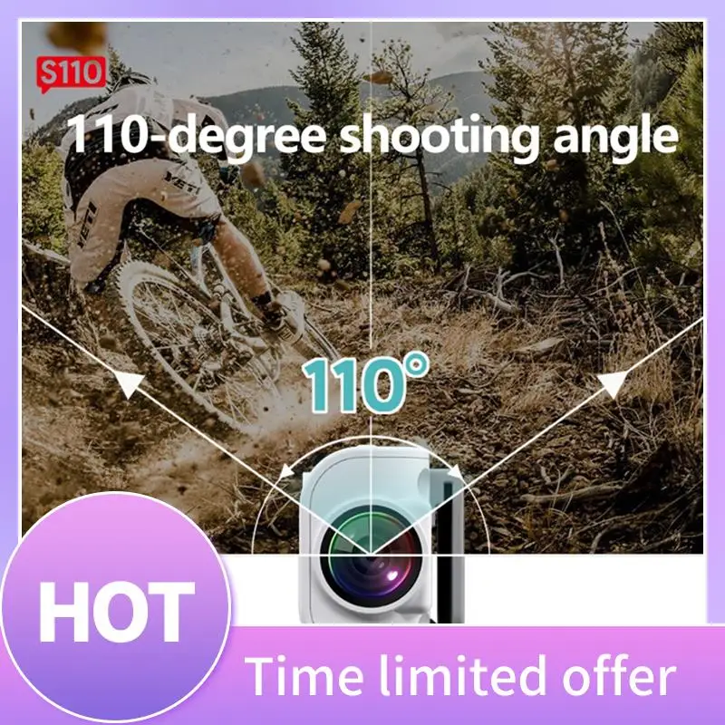 

B68A Action Cam Video Camcorder 1080P Wearable Wifi Video Camcorder 110°Wide Angle Lens Anti-Shake Cycling Bicycle White