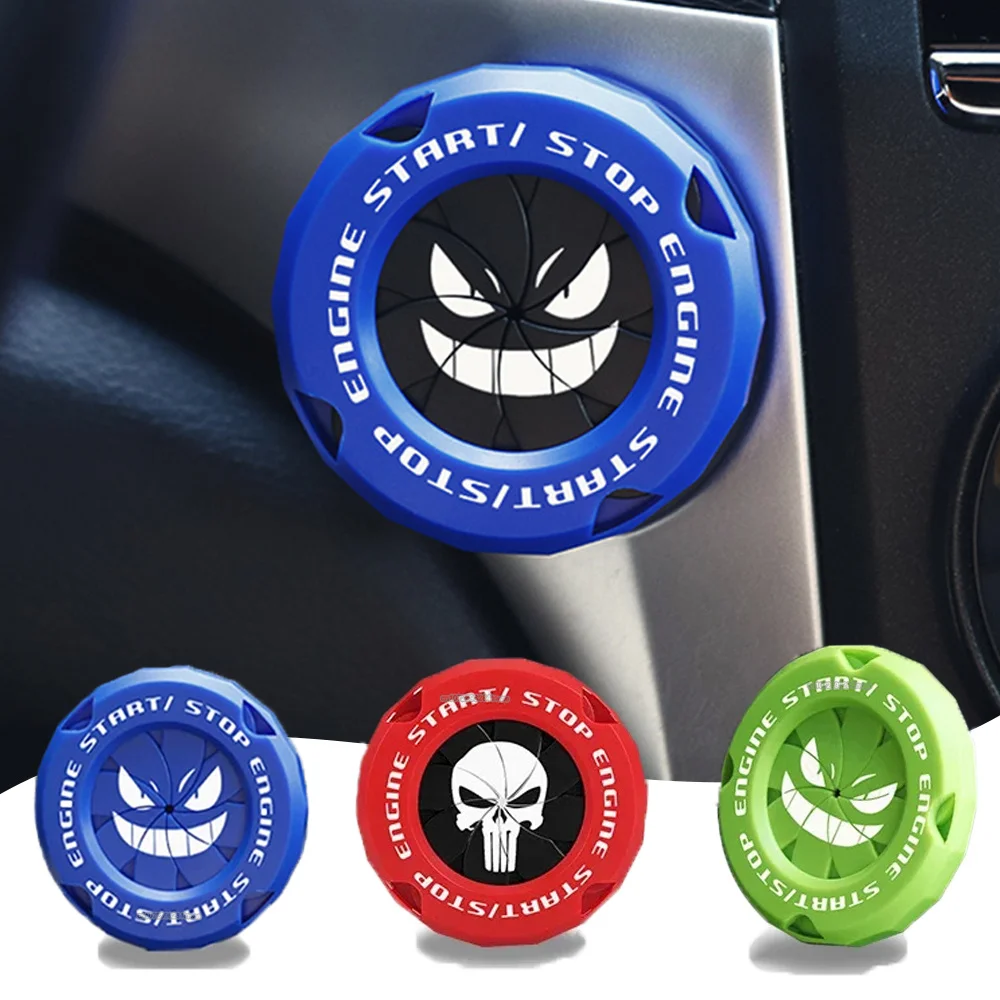 Car Ignition Switch Cover One-touch Start Button Rotating Protective Cap Motorcycle Start Stop Ring Decoration Interior Sticker