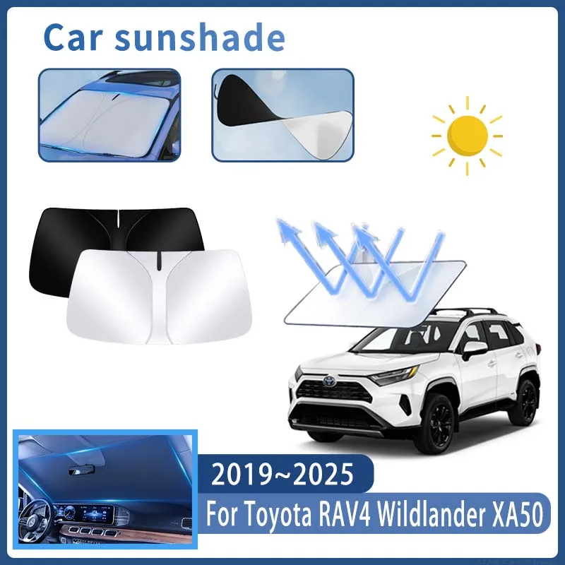 Car Sun Visor For Toyota RAV4 Wildlander XA50 2019~2025 2022 Front Windshield Sunshade Heat Insulation Summer Auto Accessories