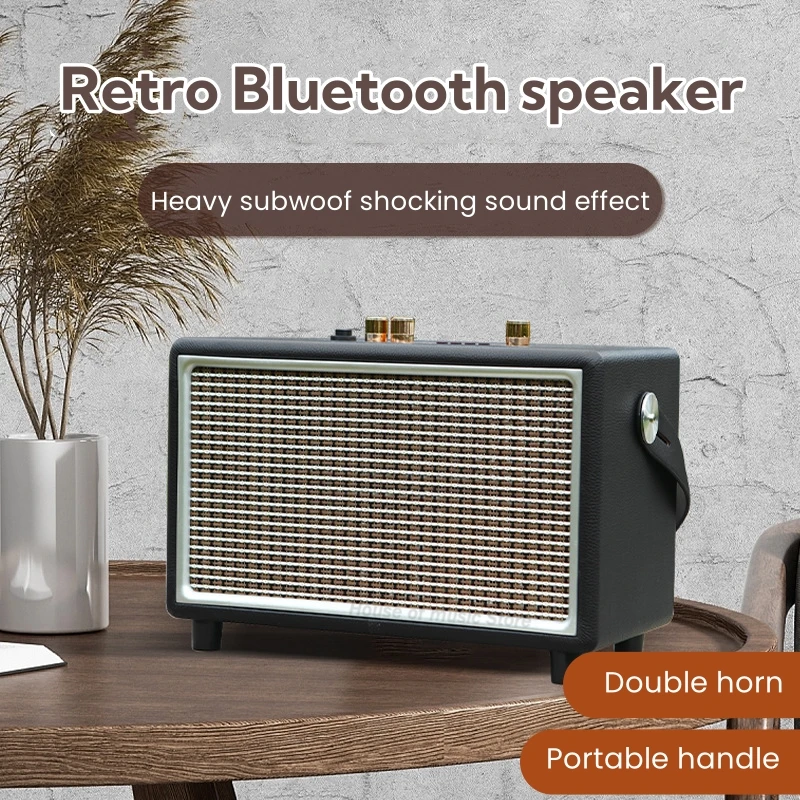 

50W Peak High Power Retro Portable Wireless Bluetooth Speakers Support U Disk TF Card AUX-in Multi-purpose Outdoor Player Audio