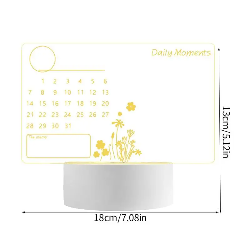 Bloc-notes transparent effaçable universel avec stylo, tableau d'affichage LED, calendrier pour bureau, école