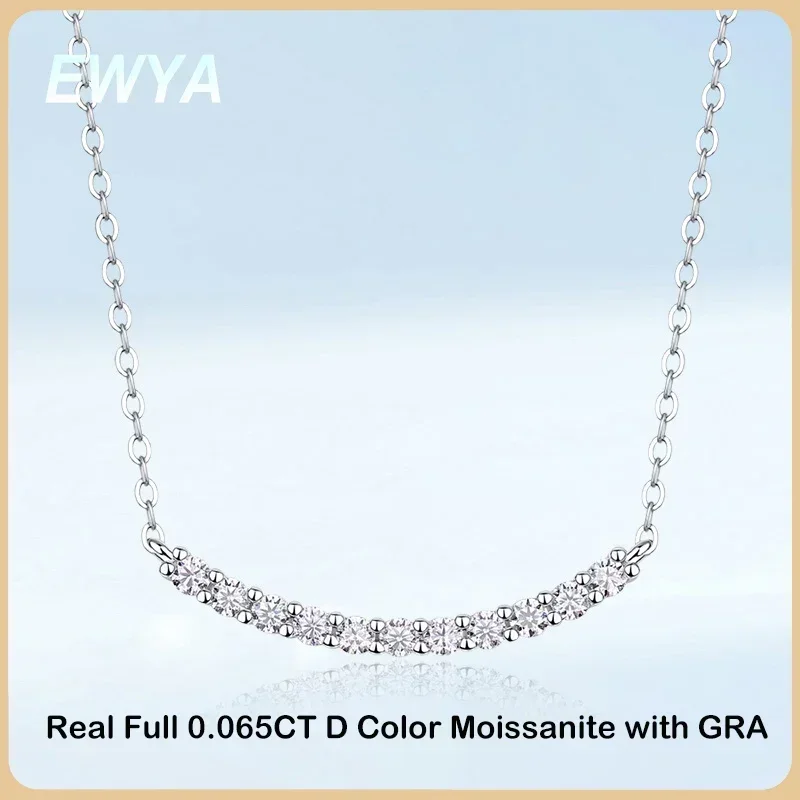 EWYA Full 0.065CT D Color Moissanite Pendant Necklace for Women Lady S925 Silver All Diamond Neck Chain Necklaces Wholesale Gift