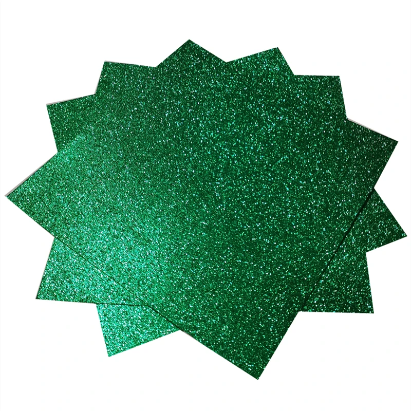 Cardstock Paper Green Glitter Paper For Crafts,Cupcake Topper,Birthday And Wedding Party Decors,15 Sheets 300Gsm 12*12