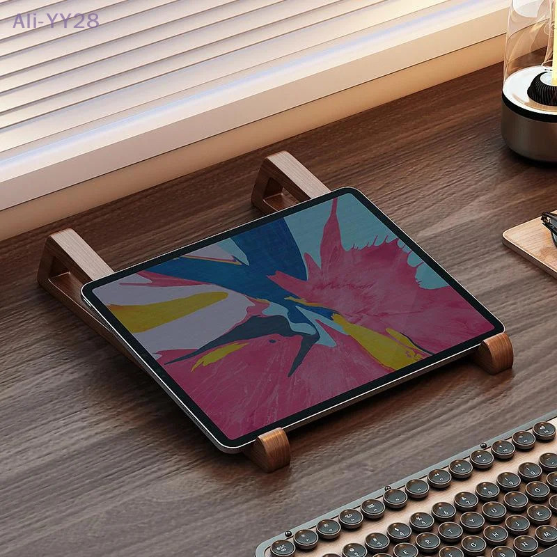 {MX} 1 Pair Foldable Wooden Laptop Stand Ergonomic 12° Angle With Cooling Design For Tablet Bracket Portable Laptop Kickstand