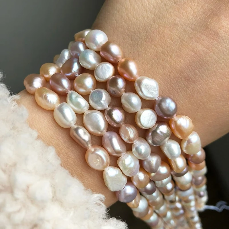 Natürliche Süßwasserperlen, unregelmäßige barocke Perlenform, lose Perlen zum Basteln von eleganten Armbändern, Halsketten und Schmuck. – Detail 5