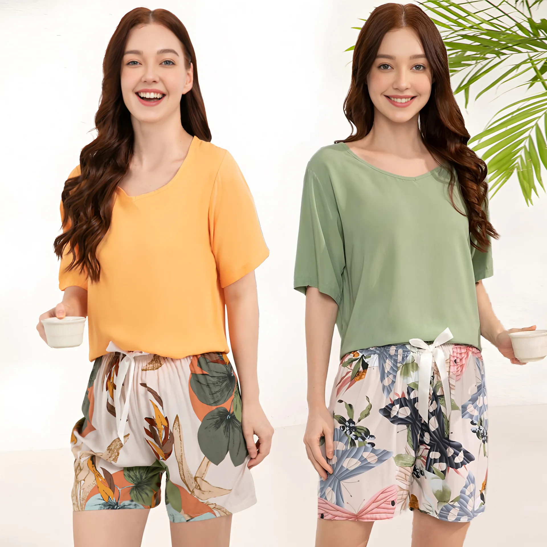 

Sxxxl plus Size Women's Rayon Pajamas Tirt orts Set Comfortable Breathable Spwear for Middle-Aged And ly